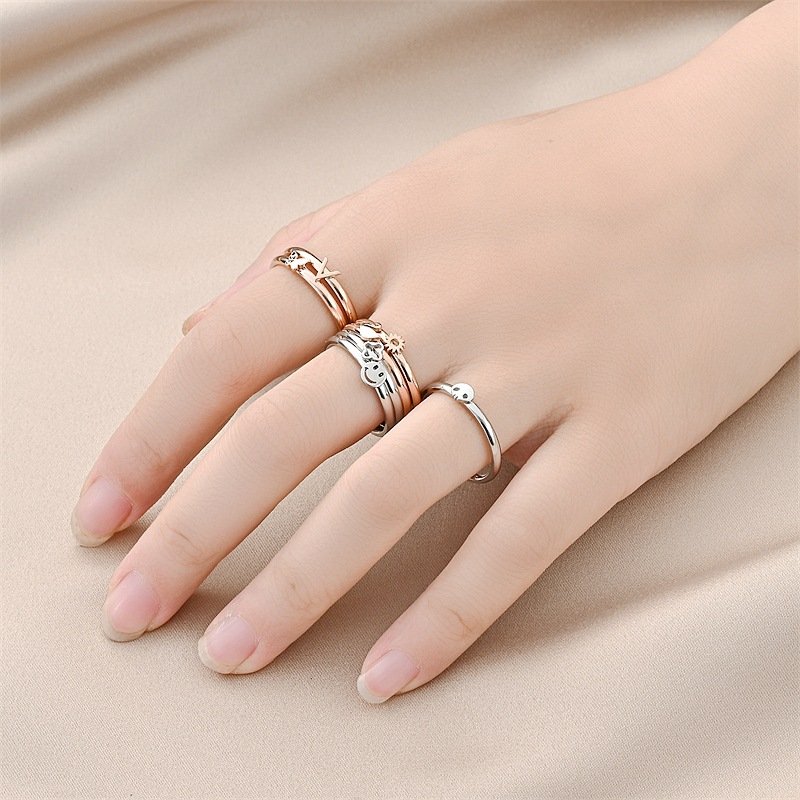 Advanced design feeling, titanium steel ring, women's color not fading, light luxury niche ring, Korean version popular accessory