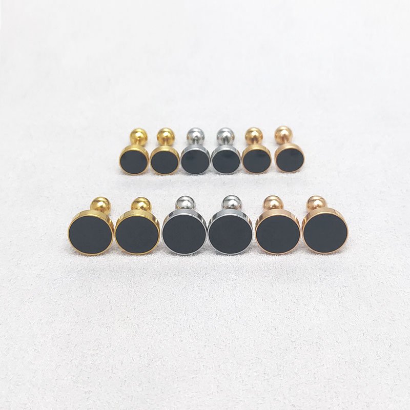 Black titanium steel drip oil small earrings with feminine temperament, Korean simple and exquisite cool style ear accessories, Hong Kong style internet famous earrings