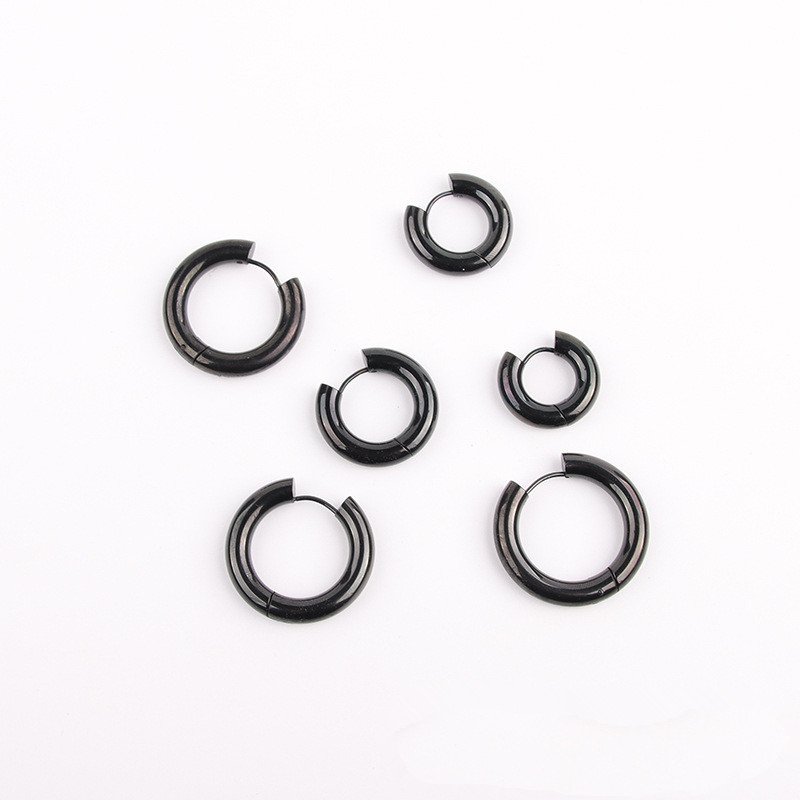 Bold ear rings earrings for men and women, made of European and American titanium steel, stainless steel, solid circle rings, 4.0 and 5.0 wire diameter earrings