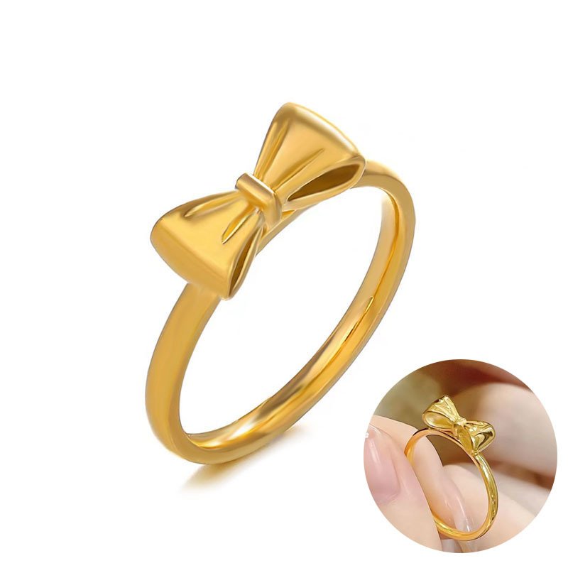 Bow ring, women's Korean version, light luxury, fashionable, personalized, internet famous, titanium steel ring, non fading hand jewelry