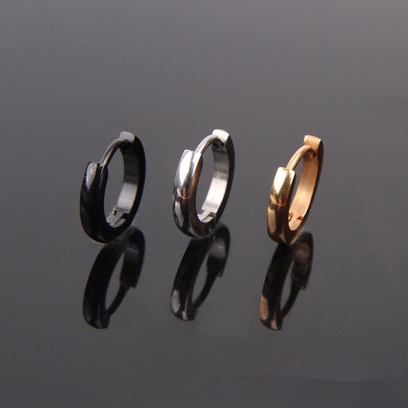 Compact Ear Buckle Curved Earrings Spherical Earrings Male and Female 2 x 9mm Earrings Titanium Steel Polished Vacuum Plated Earrings