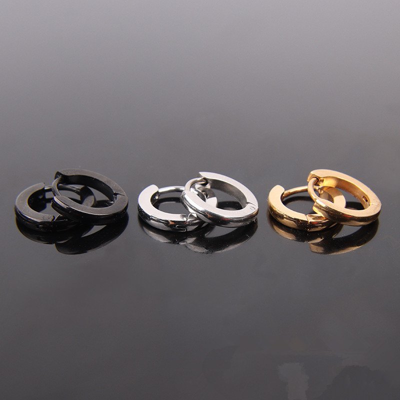 Compact Ear Buckle Curved Earrings Spherical Earrings Male and Female 2 x 9mm Earrings Titanium Steel Polished Vacuum Plated Earrings