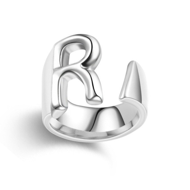 Creative new European and American 26 letter ring with adjustable opening, versatile Japanese and Korean hand jewelry