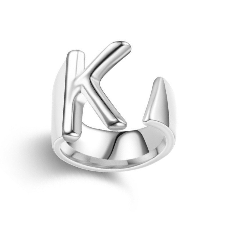 Creative new European and American 26 letter ring with adjustable opening, versatile Japanese and Korean hand jewelry