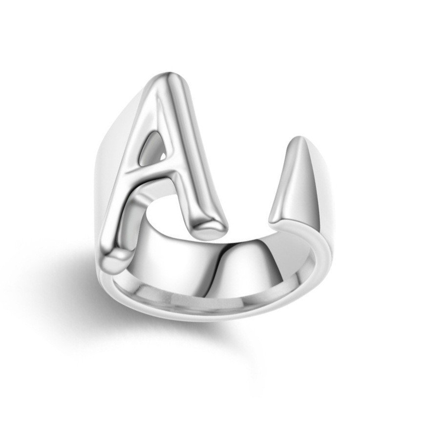 Creative new European and American 26 letter ring with adjustable opening, versatile Japanese and Korean hand jewelry