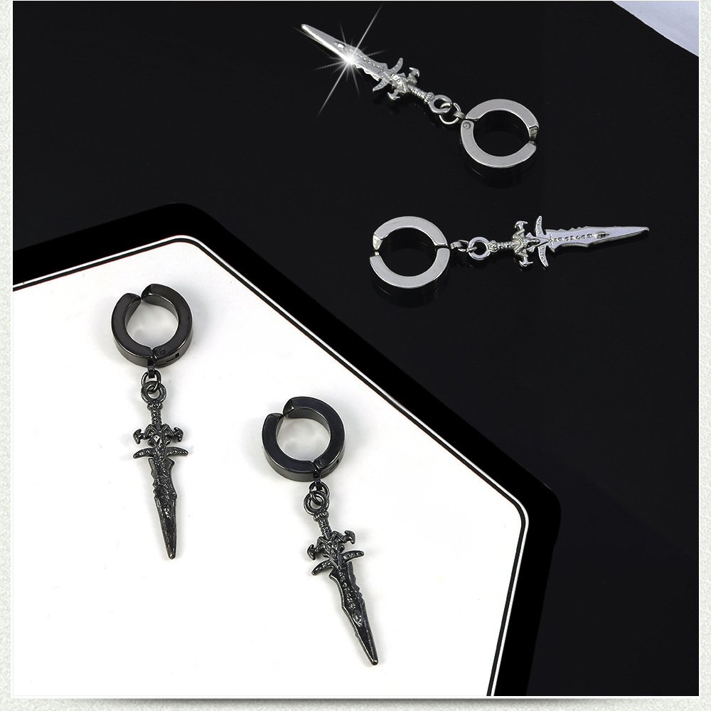 Echoing Arrows, Personalized Hip Hop, Street Couple, Earrings, Earrings, Trendy Men's Earrings, Ear Buckles, Cross Arrows, Men's Ear Clips, Trendy Women