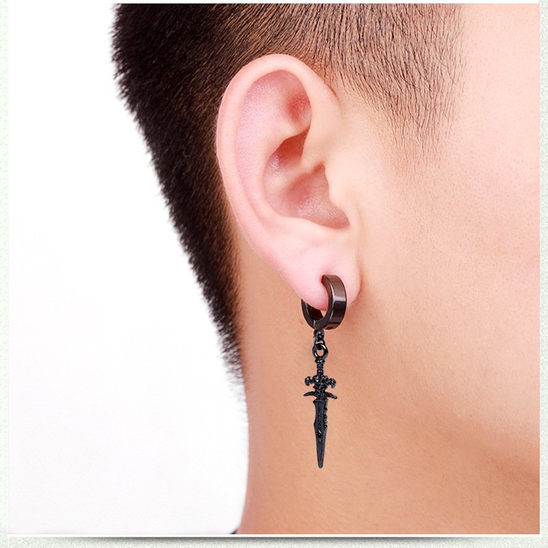 Echoing Arrows, Personalized Hip Hop, Street Couple, Earrings, Earrings, Trendy Men's Earrings, Ear Buckles, Cross Arrows, Men's Ear Clips, Trendy Women