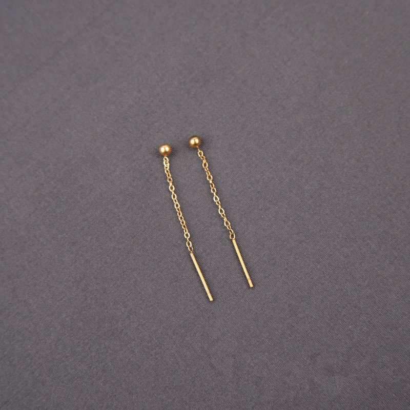 Electroplated gold earrings for women, round bead tassel earrings, elegant fairy earrings, titanium steel color protection