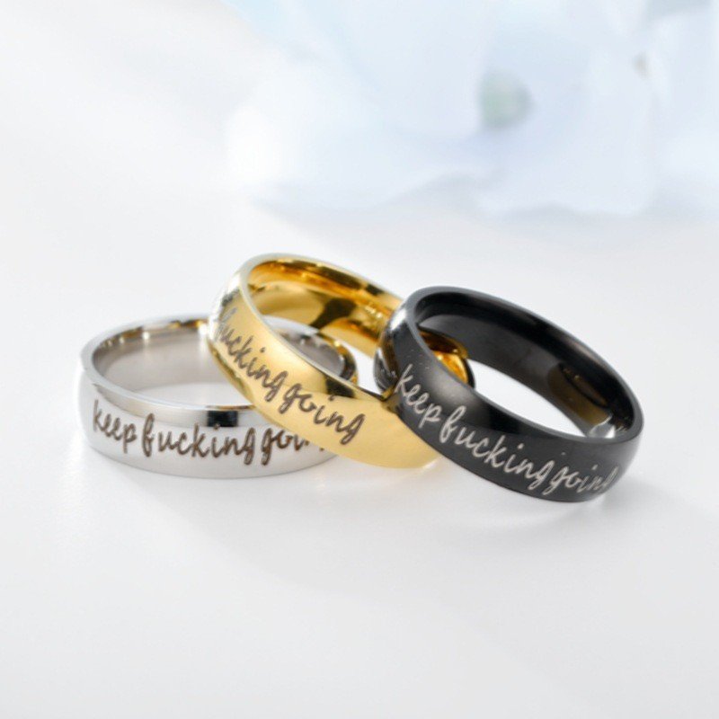 Europe and America's popular keep fucking going inspirational titanium steel rings source stainless steel rings