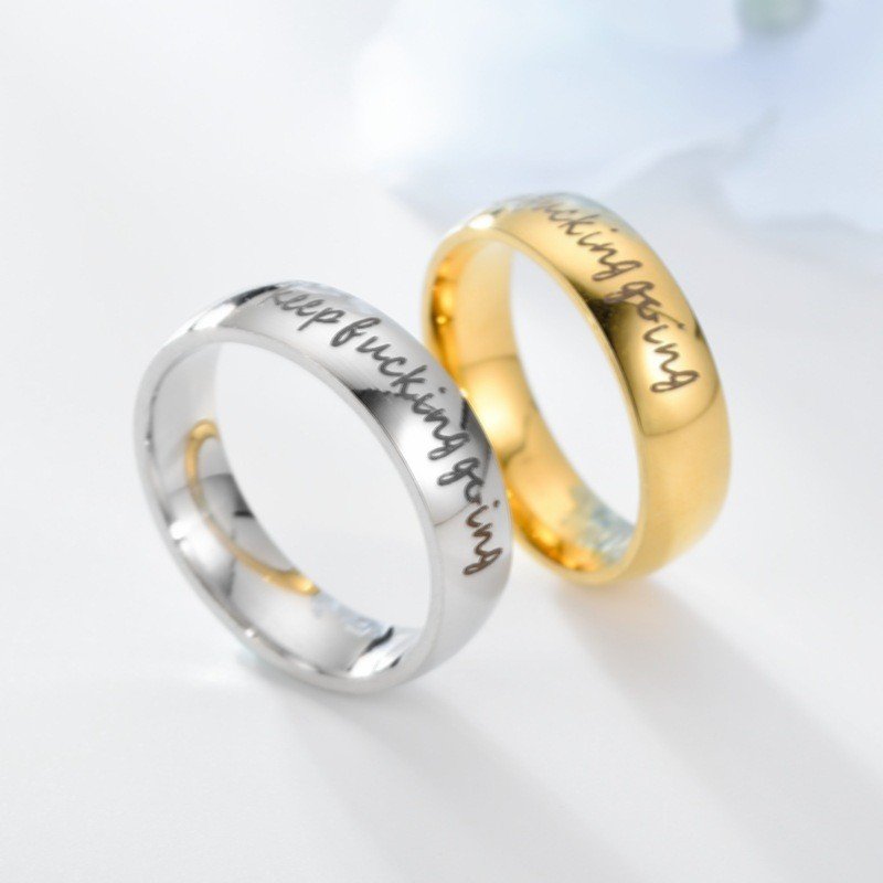 Europe and America's popular keep fucking going inspirational titanium steel rings source stainless steel rings