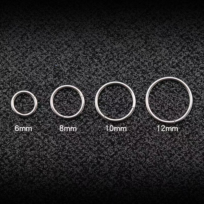 European and American 0.8 fine stud post titanium steel round earrings tongue ring nose ring stainless steel closed ring lip nail earrings puncture jewelry