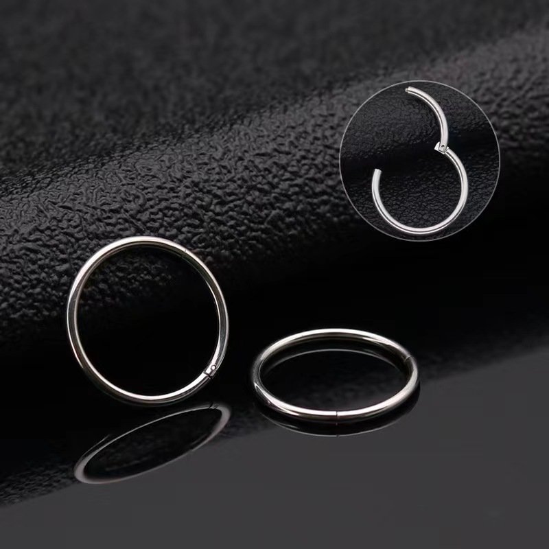 European and American 0.8 fine stud post titanium steel round earrings tongue ring nose ring stainless steel closed ring lip nail earrings puncture jewelry