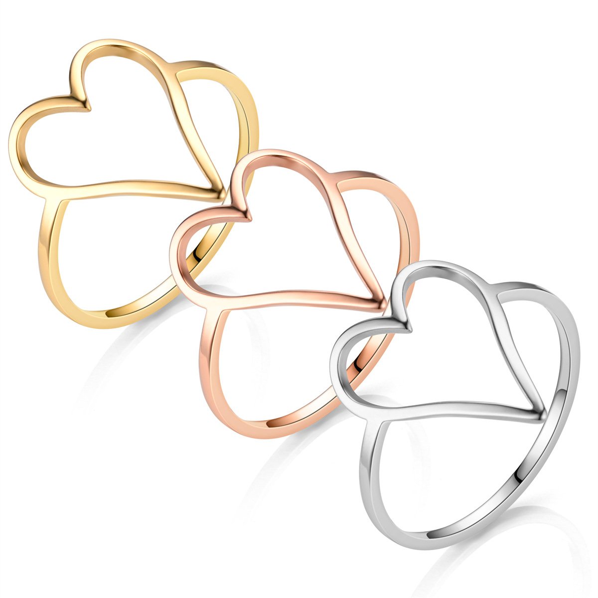 European and American 18k titanium steel peach heart ring, women's vegetarian ring, non fading, niche couple stainless steel cutting ring