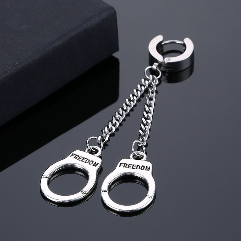 European and American INS stainless steel ear buckle earrings titanium steel tassel punk ear buckle female creative personality jewelry