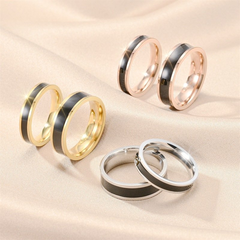 European and American Titanium Steel Drip Oil Ring Female Instagram Celebrity Same Style Titanium Steel Couple Ring Jewelry