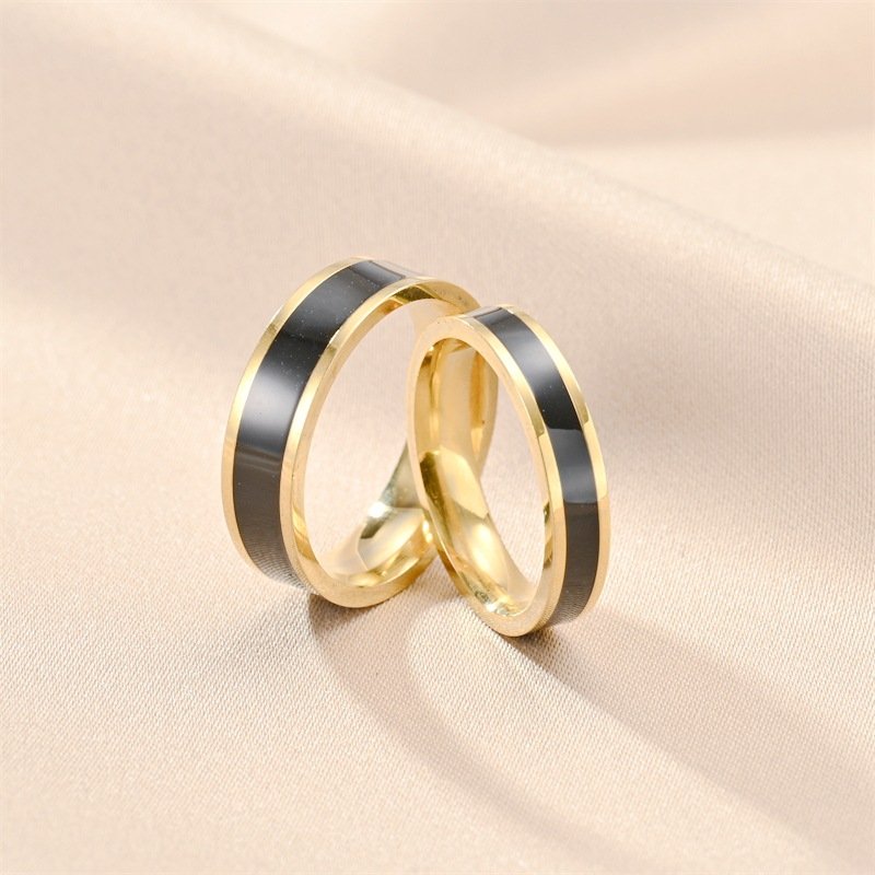 European and American Titanium Steel Drip Oil Ring Female Instagram Celebrity Same Style Titanium Steel Couple Ring Jewelry