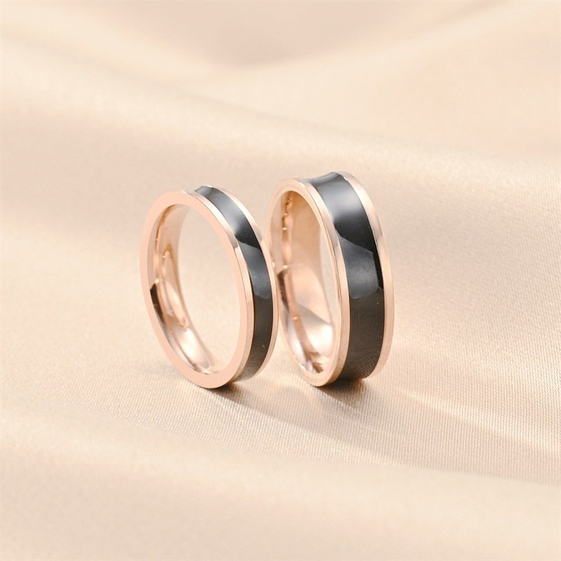 European and American Titanium Steel Drip Oil Ring Female Instagram Celebrity Same Style Titanium Steel Couple Ring Jewelry