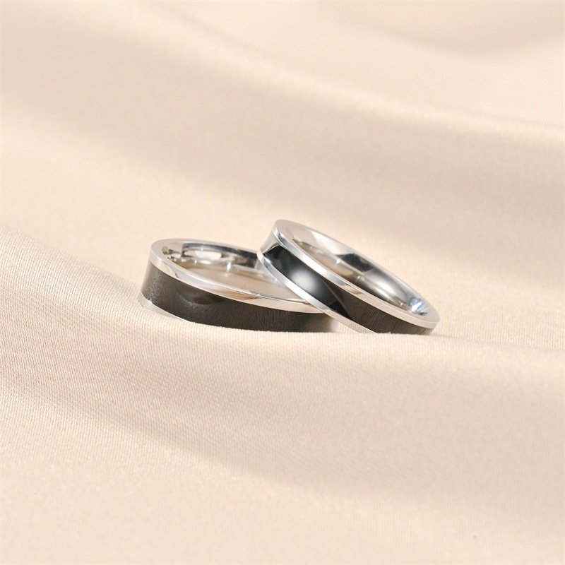 European and American Titanium Steel Drip Oil Ring Female Instagram Celebrity Same Style Titanium Steel Couple Ring Jewelry