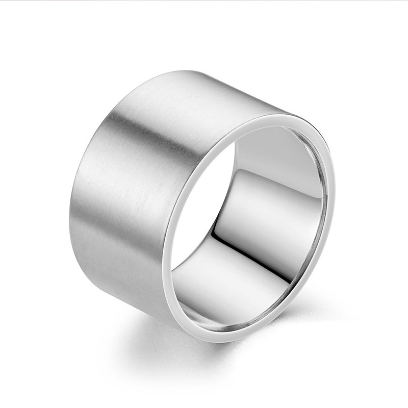 European and American fashion 12mm ultra wide titanium steel ring plain face aperture stainless steel couple ring jewelry