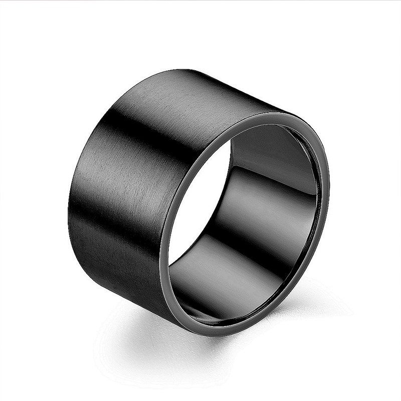 European and American fashion 12mm ultra wide titanium steel ring plain face aperture stainless steel couple ring jewelry