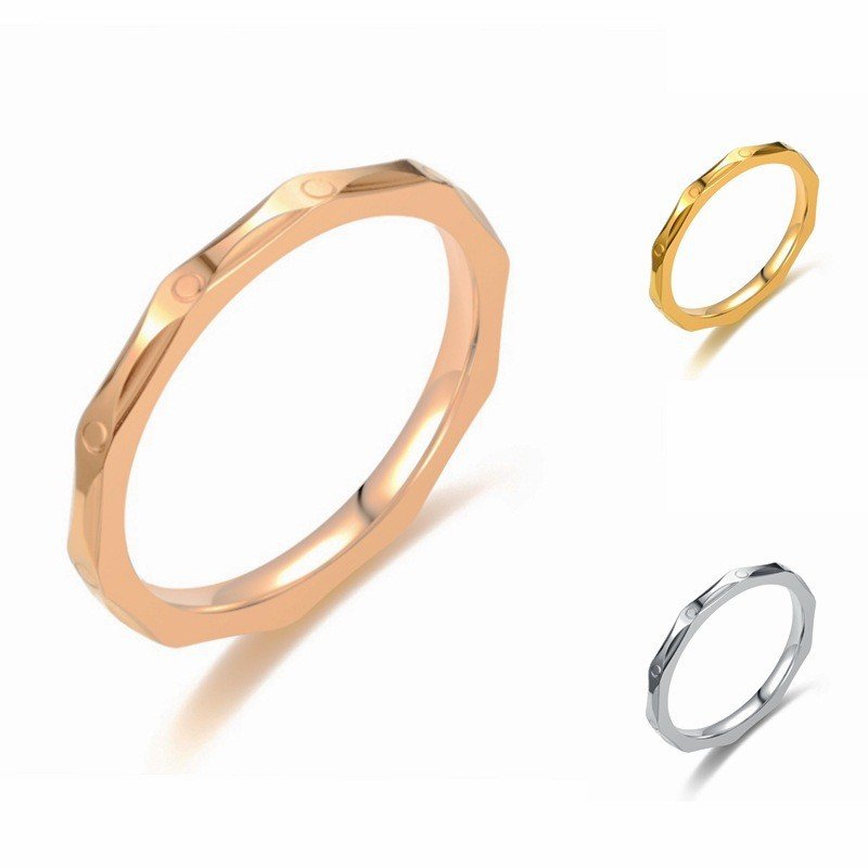 European and American fashion fine titanium steel ring, women's rose gold carved stainless steel ring, Korean version jewelry