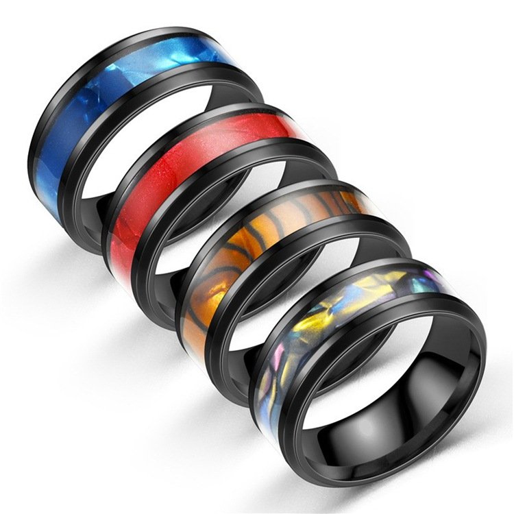 European and American fashion men's rings, shell titanium steel rings, black source stainless steel ring accessories