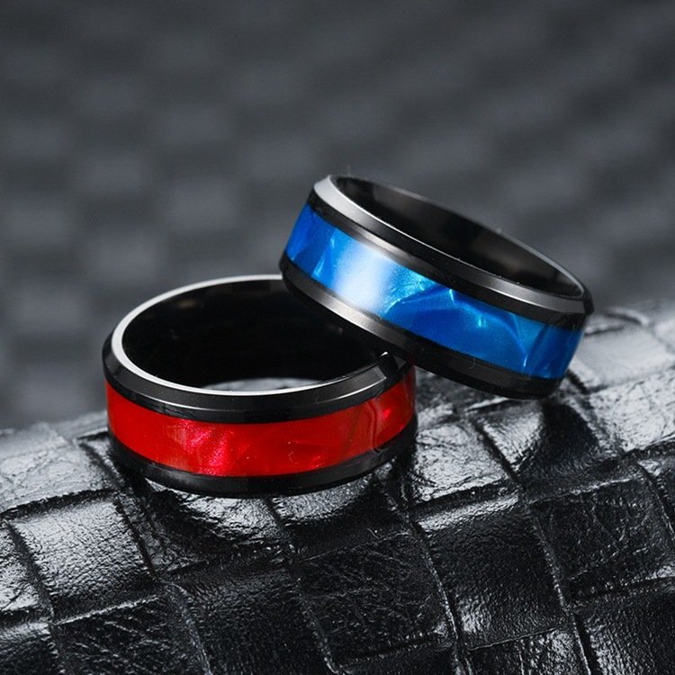 European and American fashion men's rings, shell titanium steel rings, black source stainless steel ring accessories