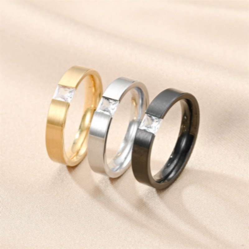 European and American fashion zircon titanium steel ring women's Korean version simple temperament couple's ring source