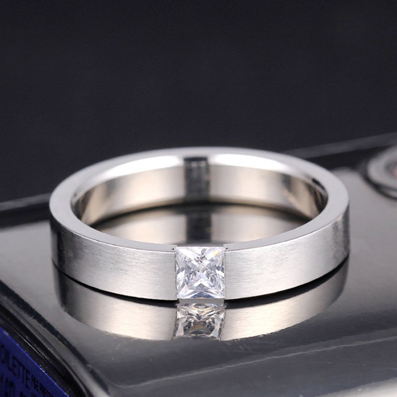 European and American fashion zircon titanium steel ring women's Korean version simple temperament couple's ring source