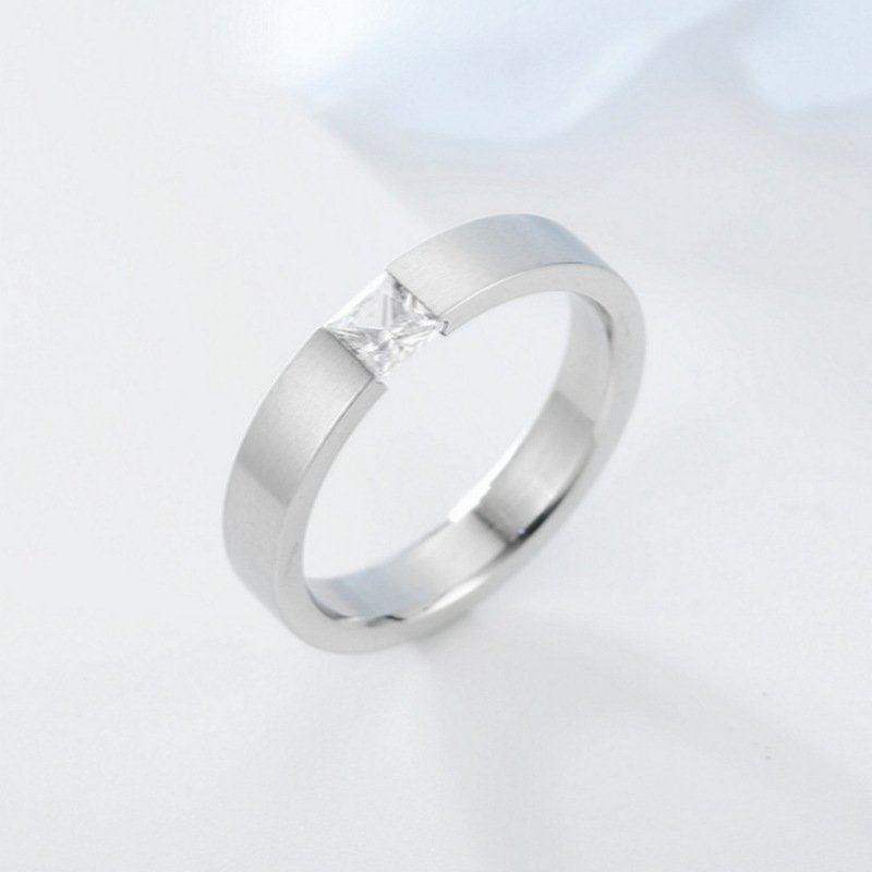 European and American fashion zircon titanium steel ring women's Korean version simple temperament couple's ring source