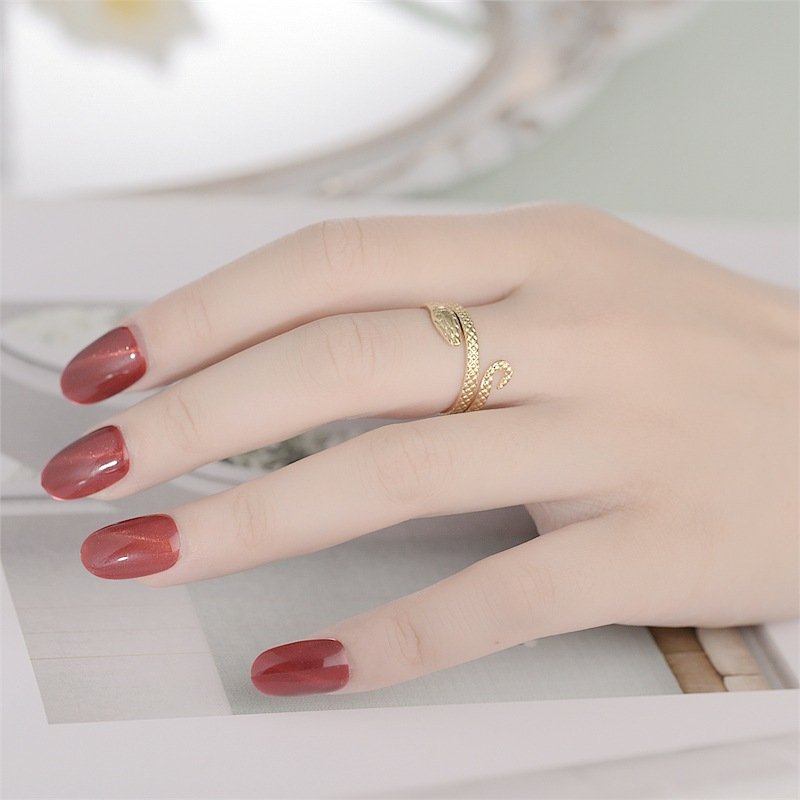 European and American hip-hop style open titanium steel ring snake shaped ring hot selling retro stainless steel ring accessories