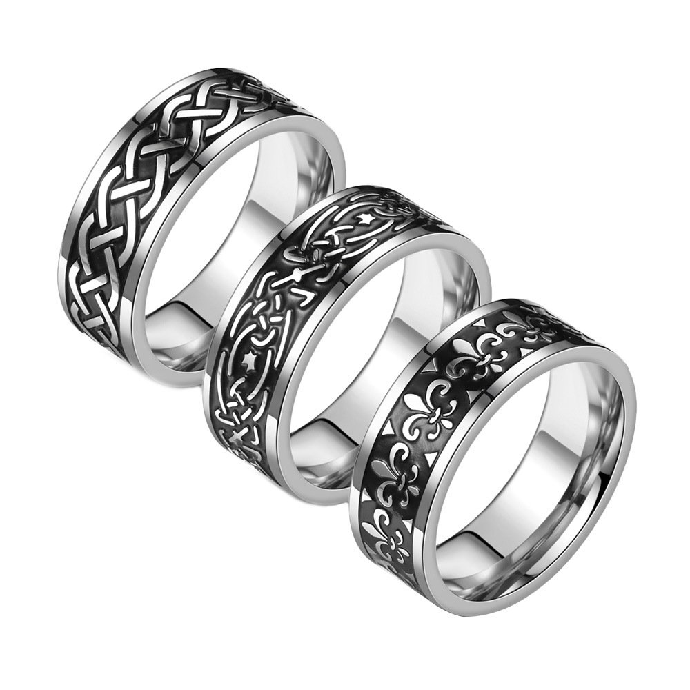 European and American men's rings made of stainless steel, corroded and polished with fine oil, titanium steel rings that do not fade, and hand jewelry