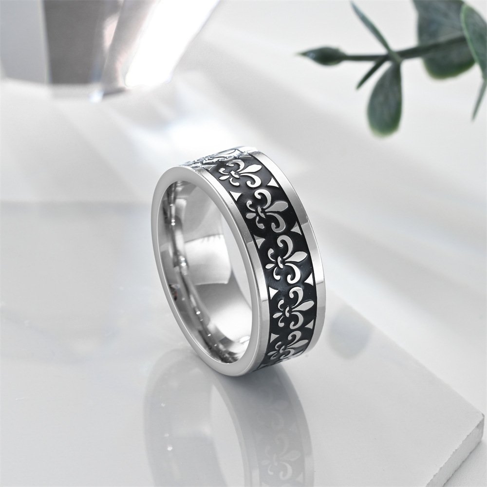 European and American men's rings made of stainless steel, corroded and polished with fine oil, titanium steel rings that do not fade, and hand jewelry