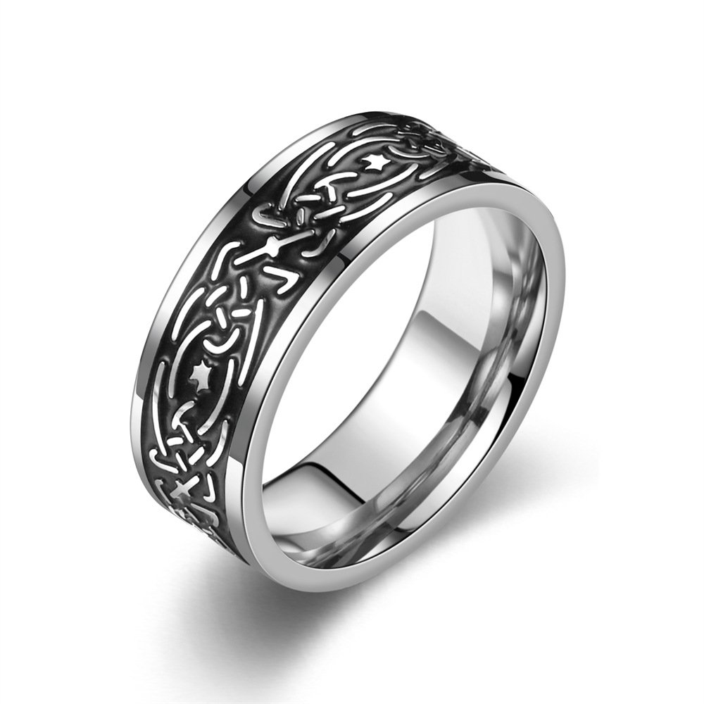 European and American men's rings made of stainless steel, corroded and polished with fine oil, titanium steel rings that do not fade, and hand jewelry