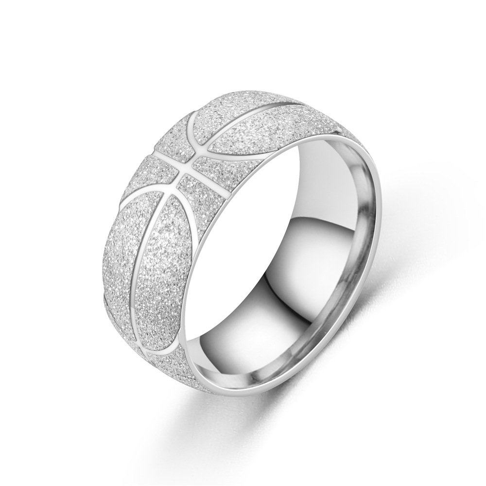 European and American new men's titanium steel jewelry basketball ring sports ring stainless steel frosted trendy men's ring