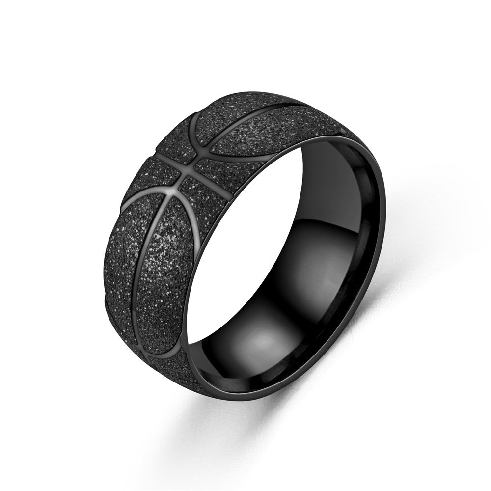 European and American new men's titanium steel jewelry basketball ring sports ring stainless steel frosted trendy men's ring