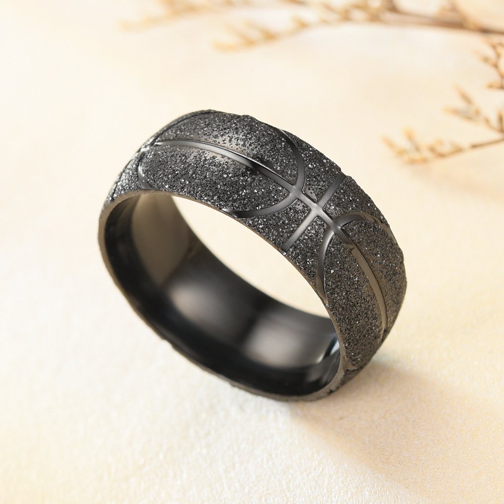 European and American new men's titanium steel jewelry basketball ring sports ring stainless steel frosted trendy men's ring