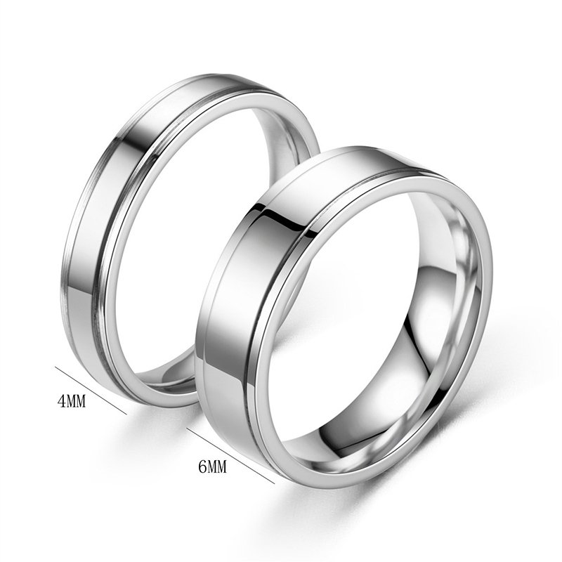 European and American new minimalist glossy titanium steel ring with no fading color, Korean version versatile stainless steel couple ring