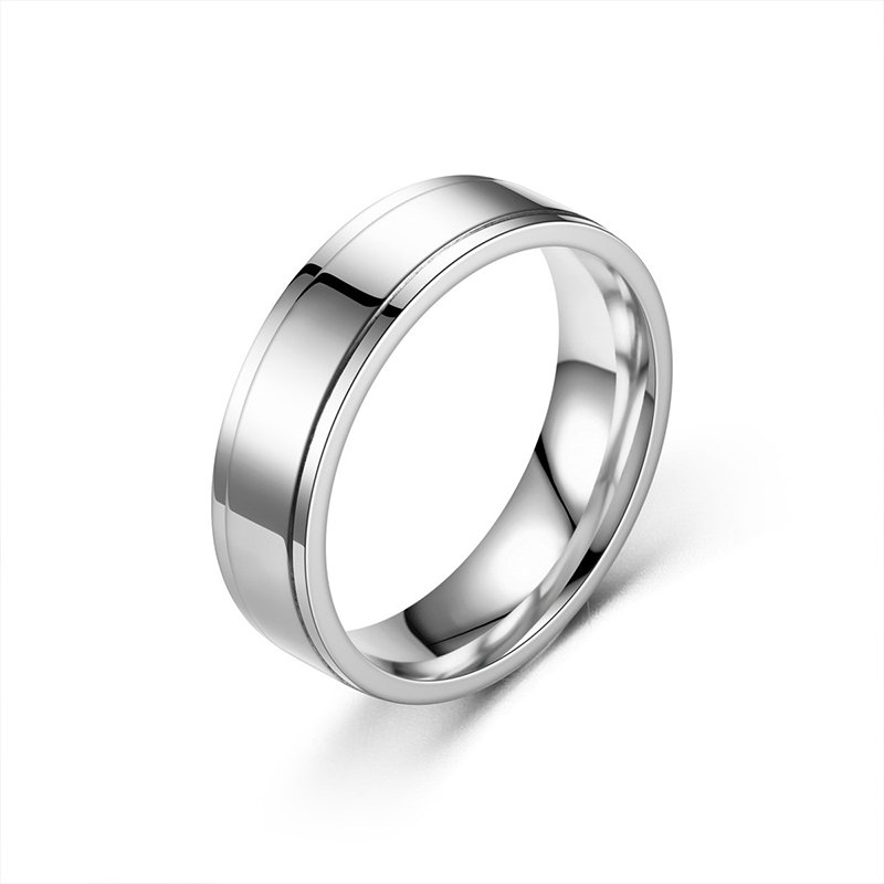 European and American new minimalist glossy titanium steel ring with no fading color, Korean version versatile stainless steel couple ring