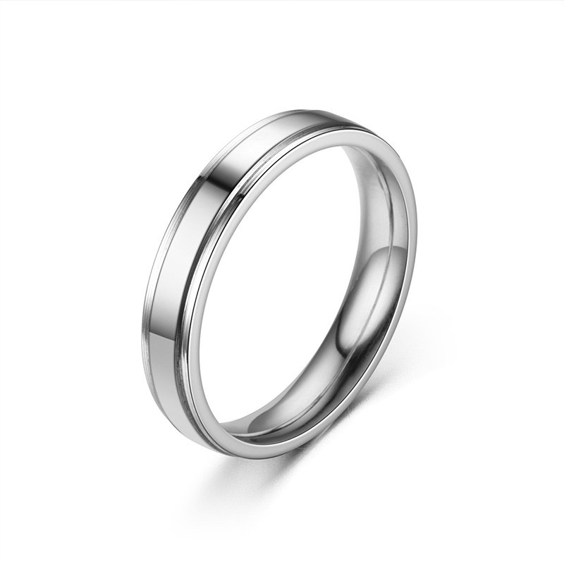 European and American new minimalist glossy titanium steel ring with no fading color, Korean version versatile stainless steel couple ring