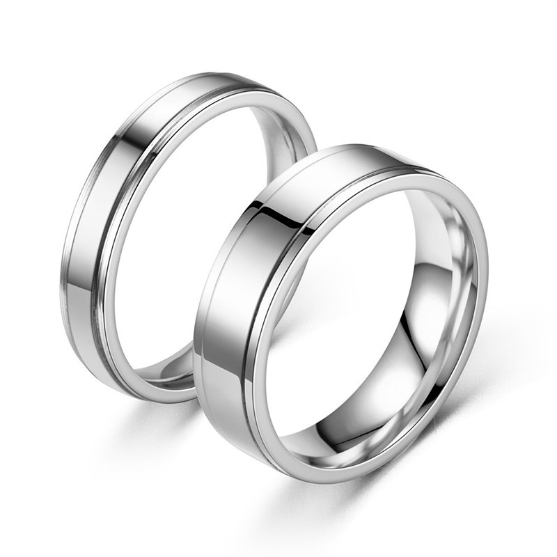 European and American new minimalist glossy titanium steel ring with no fading color, Korean version versatile stainless steel couple ring