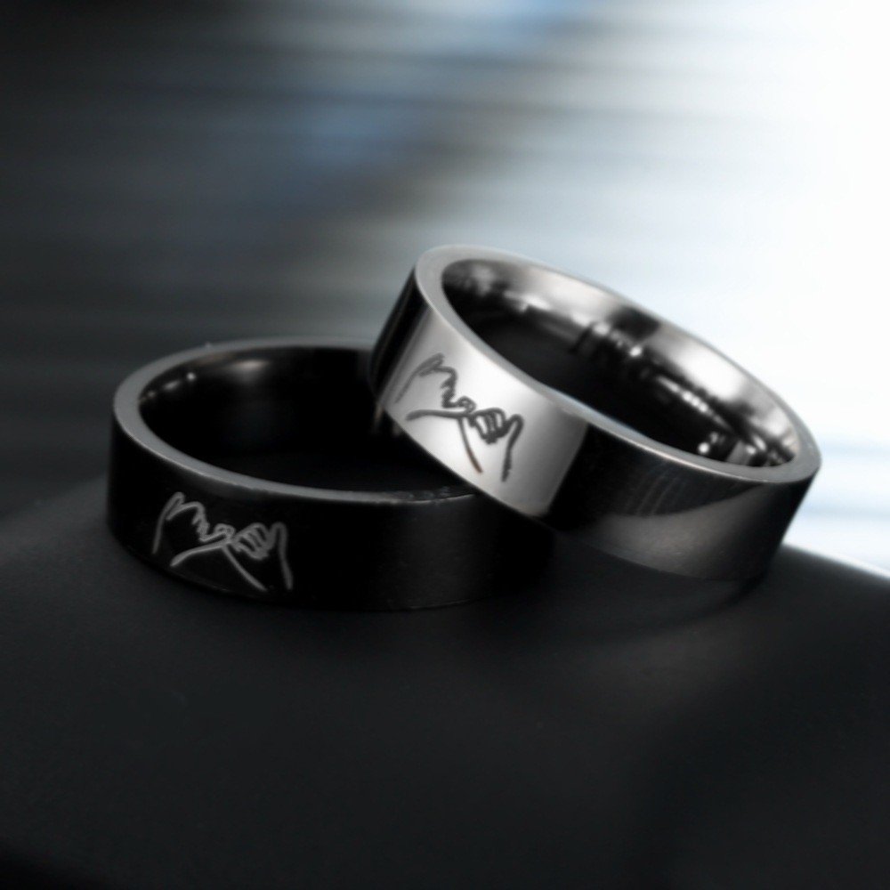 European and American new titanium steel couple ring i love yoy hand in hand stainless steel couple ring jewelry