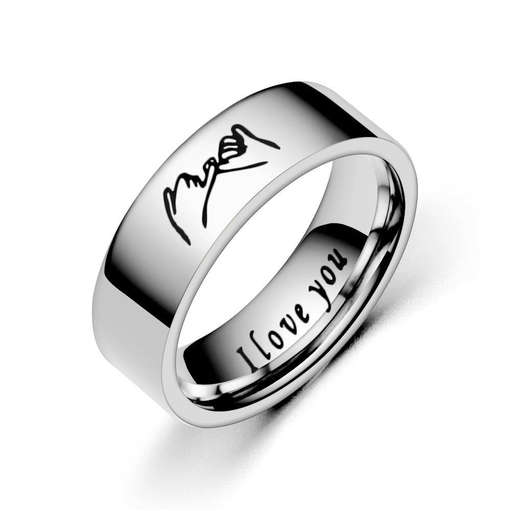 European and American new titanium steel couple ring i love yoy hand in hand stainless steel couple ring jewelry