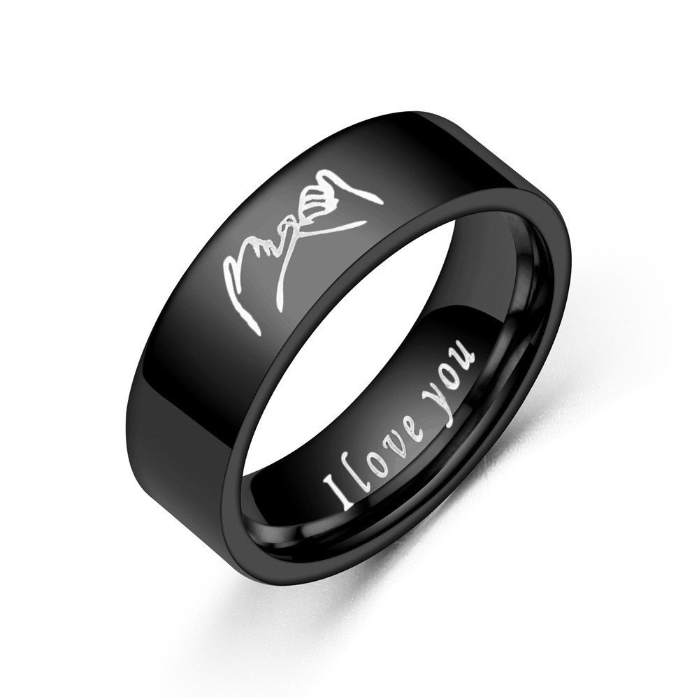 European and American new titanium steel couple ring i love yoy hand in hand stainless steel couple ring jewelry