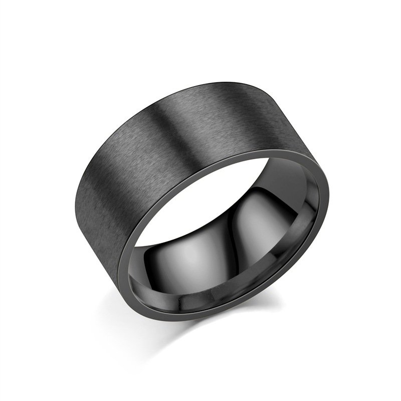 European and American niche 10mm plain ring titanium steel ring for men, fashionable and domineering, personalized couple ring for women