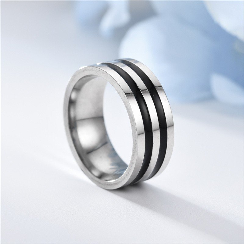 European and American niche non fading titanium steel men's ring retro fashion stainless steel ring with accessories