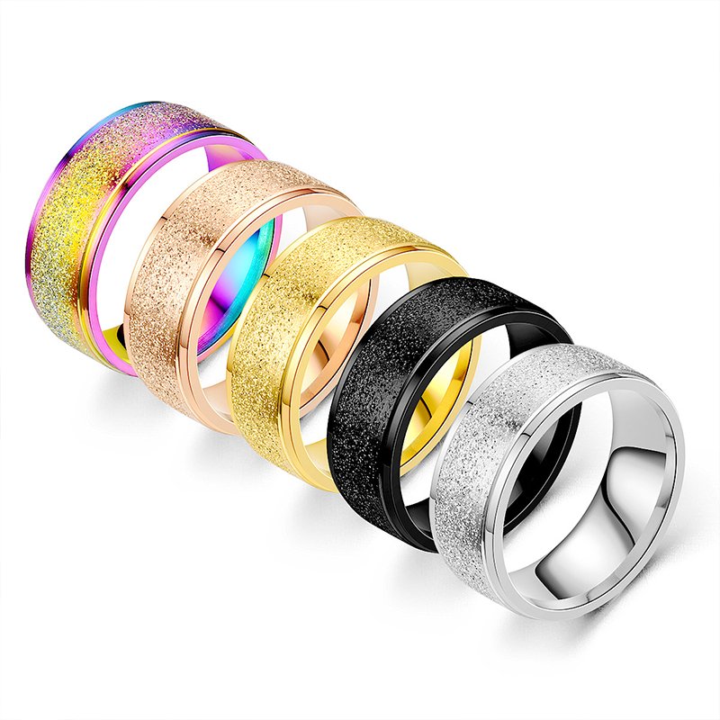 European and American popular frosted titanium steel ring Korean version simple stainless steel couple ring jewelry