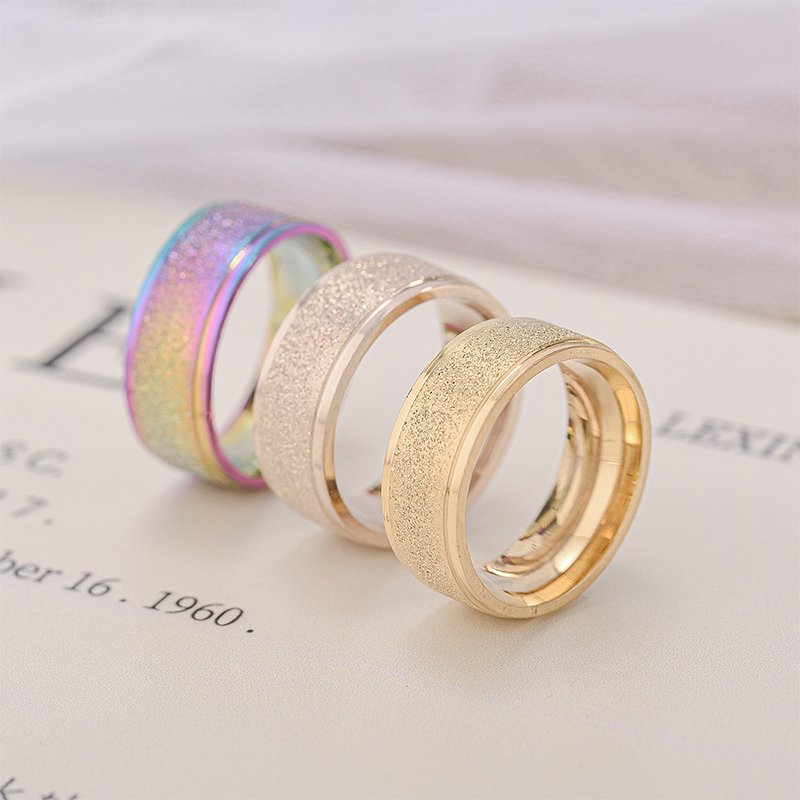 European and American popular frosted titanium steel ring Korean version simple stainless steel couple ring jewelry