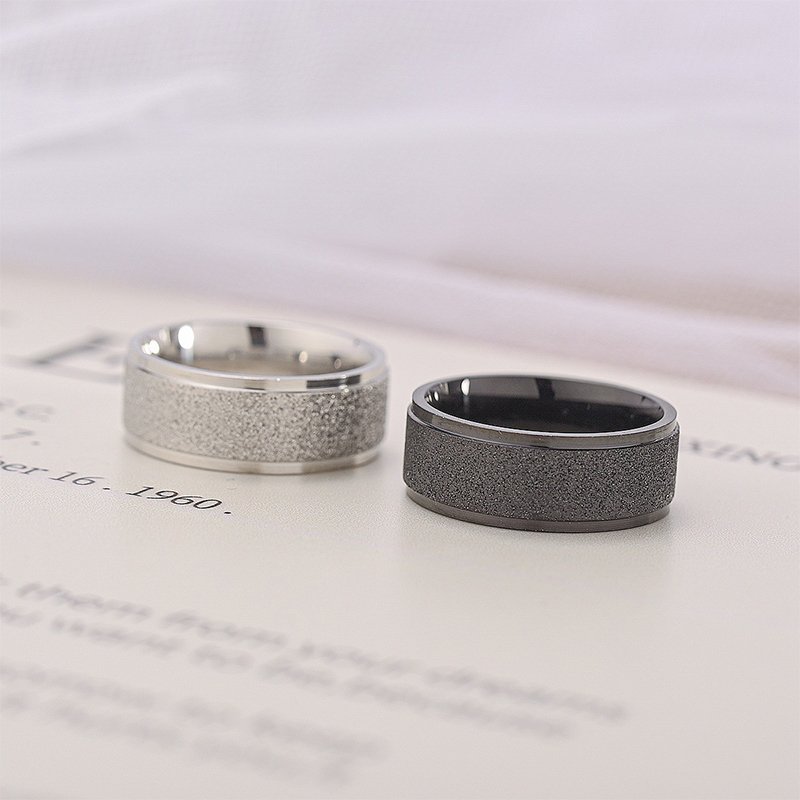 European and American popular frosted titanium steel ring Korean version simple stainless steel couple ring jewelry