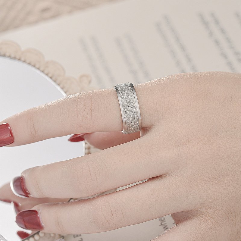 European and American popular frosted titanium steel ring Korean version simple stainless steel couple ring jewelry